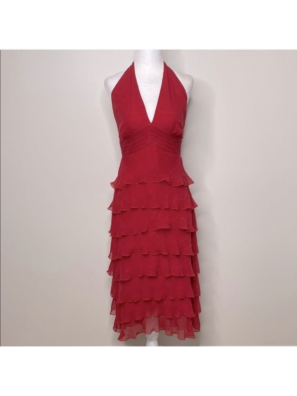 Dave & Johnny vintage Red Ruffled Halter dress